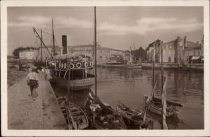 St. Martin de Small Steamer Boat Coligny La Rochelle Real Photo Postcard