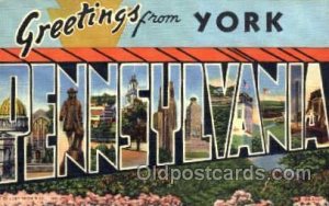 Greetings From York, Pennsylvania, USA Large Letter Town Unused 