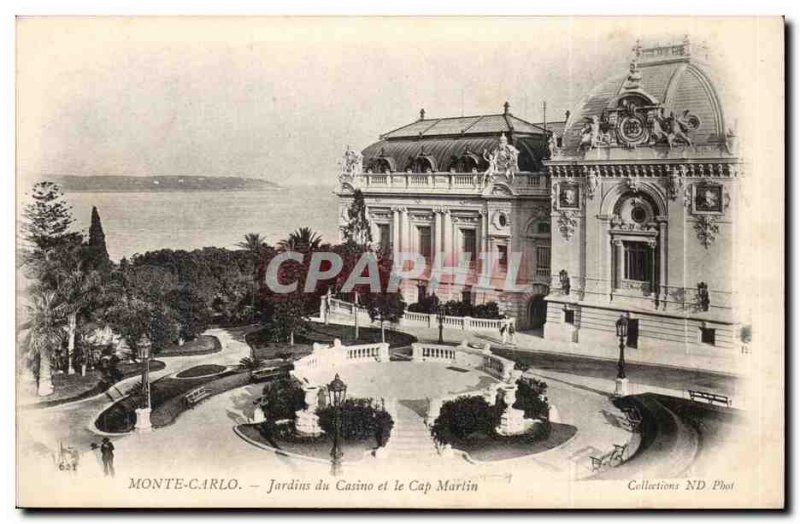 Monaco - Monte Carlo - Casino Gardens and Cap Martin - Old Postcard