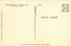 Nova Scotia Canada 1950s Postcard Fishing Schooner at Hackets Cove