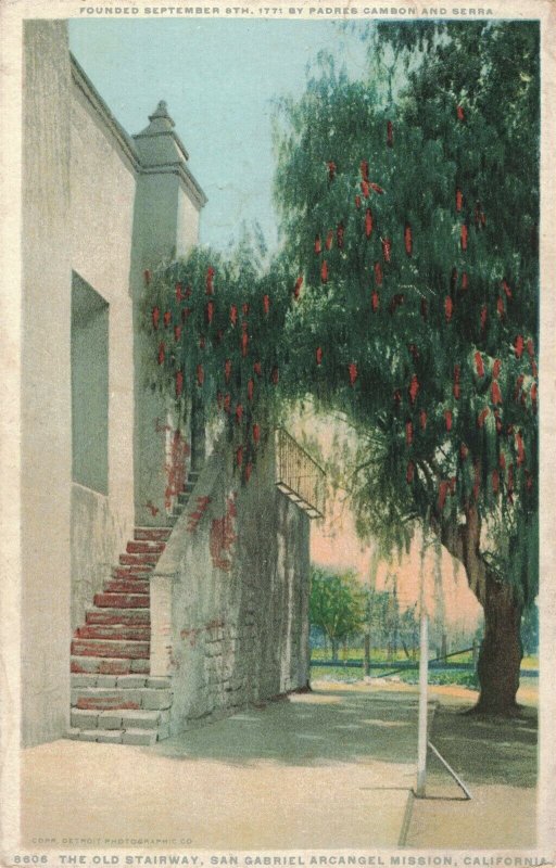c.1907-15 Detroit Pub. Old Stairway San Gabriel Arcangel Mission Ca. 2T6-144 et