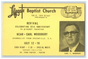 Lifegate Baptist Church Anniversary Carl T. Woodbury Indianapolis IN Postcard