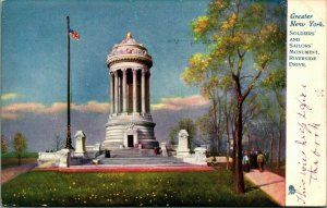 Soldier and Sailors Monument NY Raphael Tuck UDB Postcard Fancy Cross Cancel E7