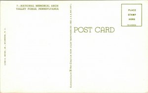 National Memorial Arch Valley Forge PA Pennsylvania Postcard Curteich VTG UNP 