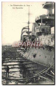 Old Postcard Boat War Catastrophe of Jena the stanchions
