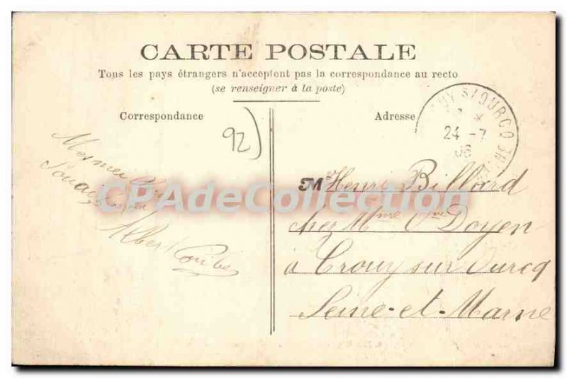 Old Postcard Neuilly Sur Seine Square and Statue Kellermann