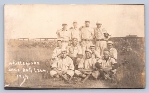 DS2/ WhittemoreMichigan RPPC Postcard c1910 Baseball Team Uniforms 61