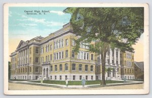 Syracuse New York~Central High School~Students on Sidewalk~1920s Postcard