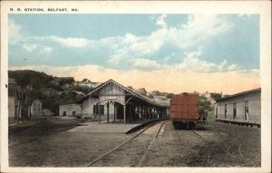 Belfast Maine ME Train Station Depot 1920s-30s Postcard