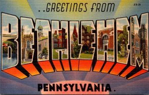 Pennsylvania Greetings From Bethlehem Large Letter Linen
