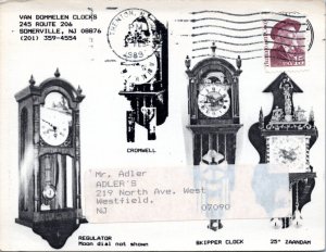 Postcard Advertisement for Van Dommelen Clocks, Somerville NJ