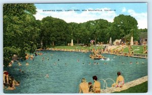 NEW BRAUNFELS, Texas TX ~ Landa Park SWIMMING POOL ca 1940s Linen  Postcard