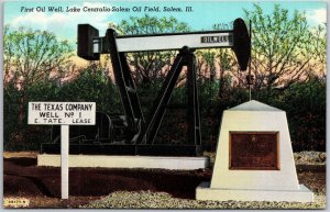 Salem Illinois, First Oil Well, Lake Centralia-Salem Oil Field, Vintage Postcard