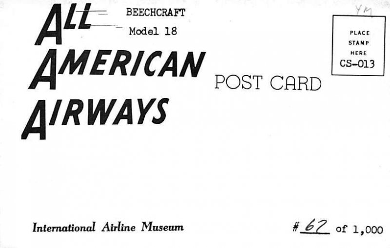 All American aviation Beechcraft model 18 Airplane Unused 