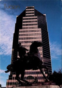 Tucson, AZ Arizona  PANCHO VILLA STATUE & UNITED BANK  4X6 Continental Postcard