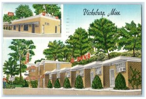 1957 Multi-View Exterior View Motel Jo-Anna Vicksburg Mississippi Linen Postcard