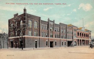 Fire Department Headquarters City Hall And Auditorium Topeka KS USA Postcard
