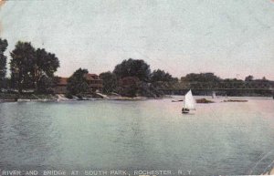 South Park aka Genesee Valley Park Rochester New York Sailboat on River pm 1907
