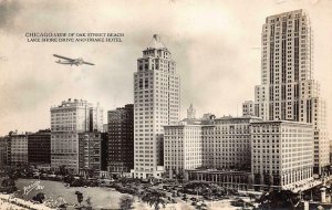 RPPC PLANE OAK STREET BEACH CHICAGO ILLINOIS REAL PHOTO POSTCARD 1932