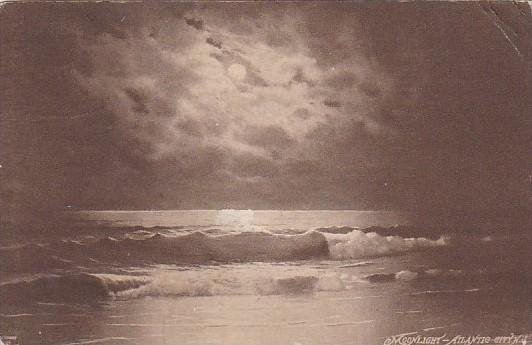 Moonlight Over Ocean Atlantic City New Jersey 1910