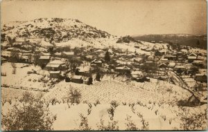 Vtg Postcard RPPC 1905 Mokelumne Hill California CA Birds Eye View Snow Scene