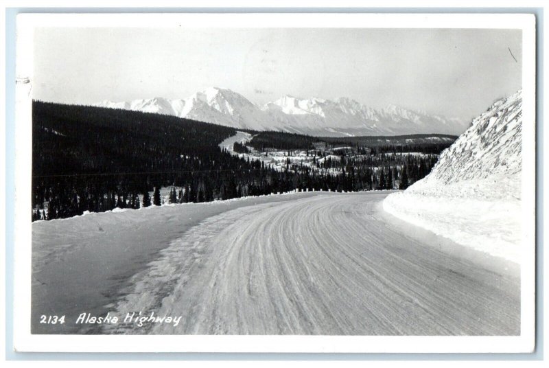 1956 View Of Alaska Highway Fairbanks AK RPPC Photo Posted Vintage Postcard