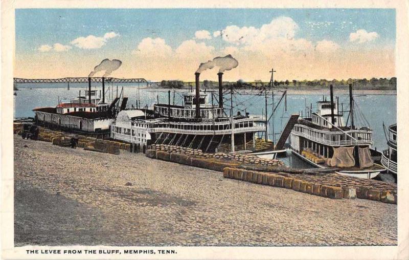 Memphis Tennessee The Levee from the Bluff Antique Postcard J52595