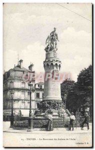 Troyes Old Postcard The monument to the children & # 39aube