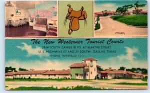 DALLAS, TX Texas ~ WESTERNER TOURIST COURTS c1950s Roadside Multiview Postcard