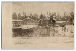 Caribou Bill Eskimo Dog Sled Seattle WA Alaska Yukon Expo RPPC Photo Postcard