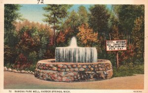 Vintage Postcard 1930's Ramona Park Hotel Artesian Well Harbor Springs Michigan