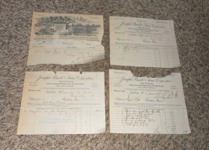 Lot Of 4 Joseph Breck Agricultural Seed Store Boston MA Letterhead Receipts (L5)