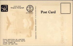 NEW YORK State Flag Serigraph Old Postcard