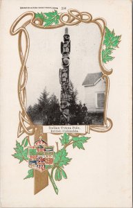 Totem Pole British Columbia Patriotic Indigenous Carving Embossed Postcard H60