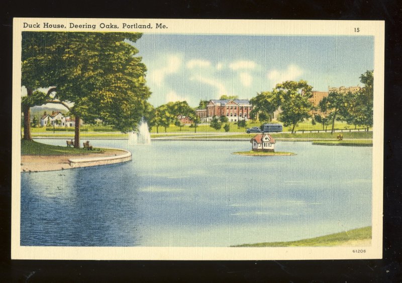 Portland, Maine/ME Postcard, Duck House, Deering Oaks Park