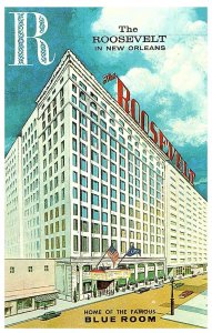 Roosevelt Hotel New Orleans Old Cars Flags Vintage Hotel Postcard 1962