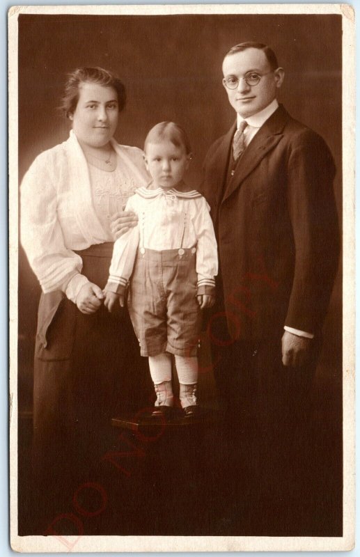 c1920s Philadelphia, PA Family Handsome Boy RPPC Real Photo Kubey Studio PC A122