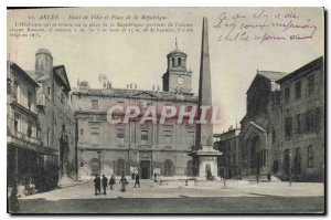 Old Postcard Arles - Hotel de Ville and Place de la Republique. The obelisk t...