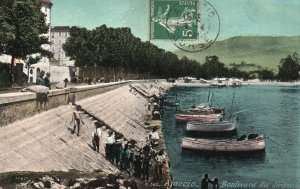 Vintage Postcard 1908 Brasserie Du Port Ajaccio Boulevard Roi Jerome France