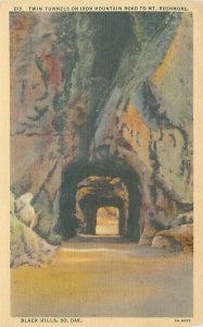 Black Hills, South Dakota  Tunnel on Iron Mountain Linen Postcard Unused