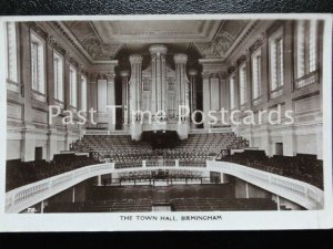 Birmingham THE TOWN HALL showing Organ c1930 RP Postcard by Willoughby Harrisen