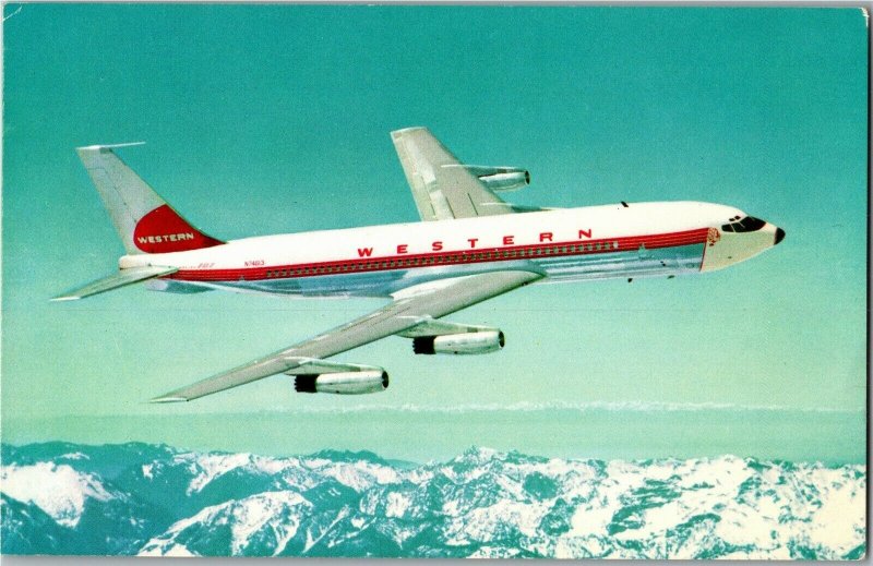 Advertising, Western Airlines Boeing 707 Jet Vintage Postcard A57 