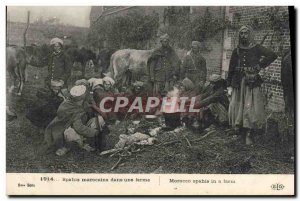 Postcard Old Army Moroccan Spahis in a farm