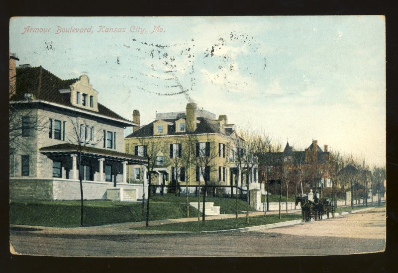 Kansas City, Missouri/MO  Postcard, Armour Boulevard, 1908!