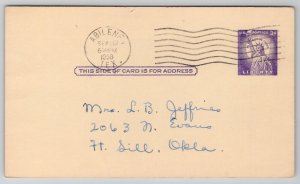 Abilene TX 1958 Message to Ft Sill Oklahoma Jefferies Family Postcard M35