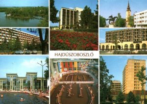 VINTAGE CONTINENTAL SIZE POSTCARD HAJDUSZOBOSZLO HUNGARY VIEWS