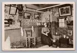 Dutch Women in Traditional Dress, Cottage, Cottagecore RPPC Photo Postcard  P4