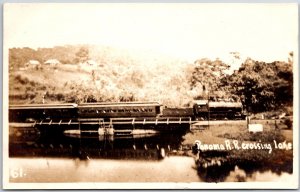 Antique Panama Railroad Crossing Lake Real Photo RPPC Postcard