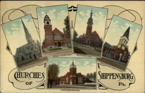 Shippensburg PA Church Multi-View c1910 Postcard