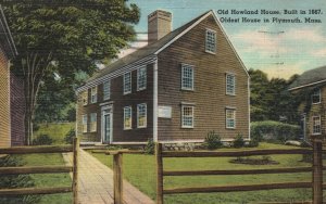 Vintage Postcard 1951 Old Howland House Oldest House Plymouth Massachusetts MA